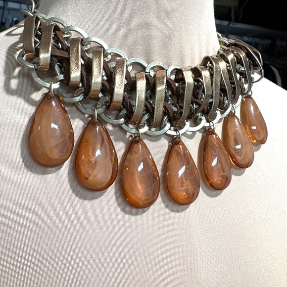 Jewelry - necklace chain leather vintage adjustable 16" to 19"